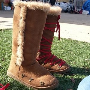 Knee high fuzzy boots